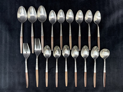Vintage Interpur INR2 Stainless Steel Flatware 18 Pieces Japan In Original Box