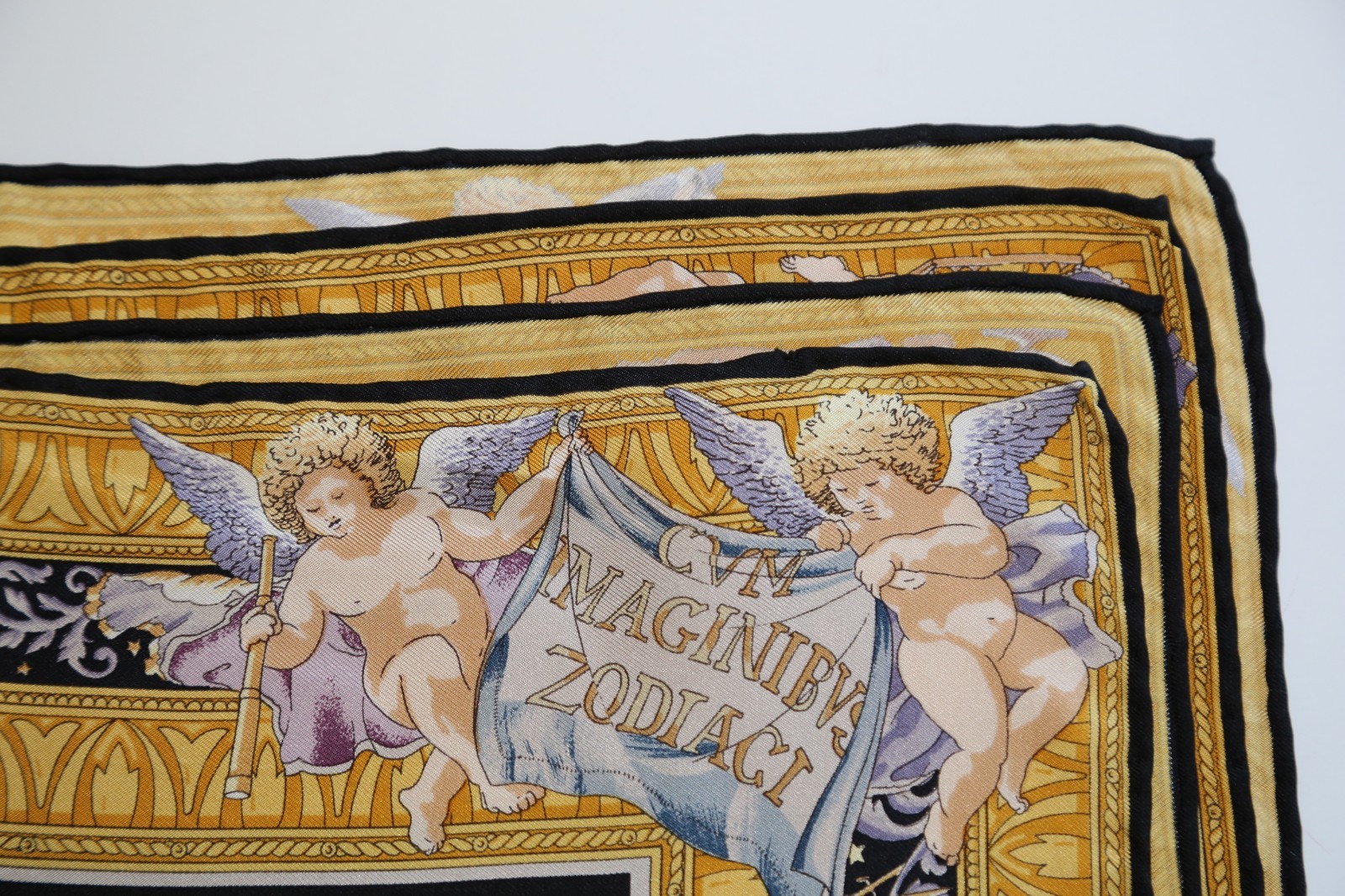 Super Rare Frameable Authentic Gucci ZODIAC heavy silk twill scarf  vintage image 5