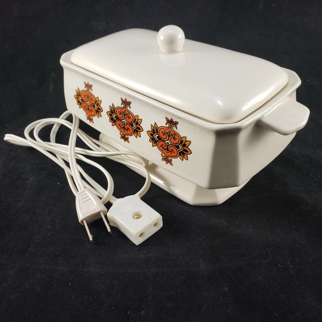 Electric Gravy Boat Warmer Dish with Lid Vintage MCM Japan 120V White