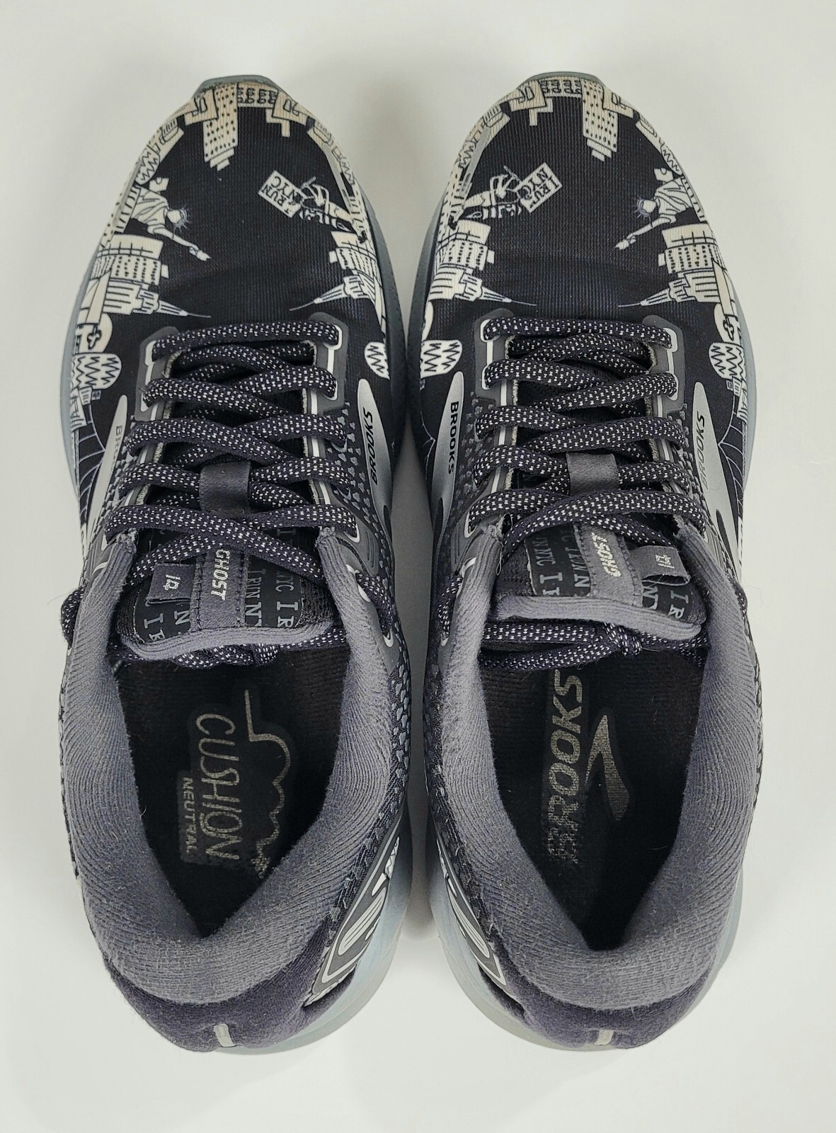 Brooks Ghost 14 NYC Marathon Black White Gray Womens 8 Athletic Running