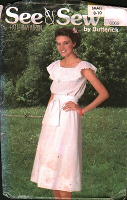 6069 Vintage Butterick SEWING Pattern Misses 1970s Loose Fitting Dress ...