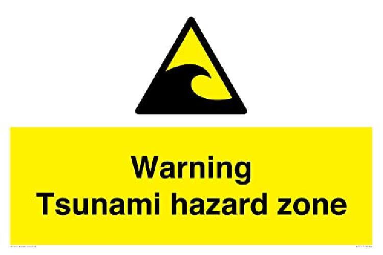 Warning Tsunami Hazard Zone Sign - 600 x 400 mm - A2L