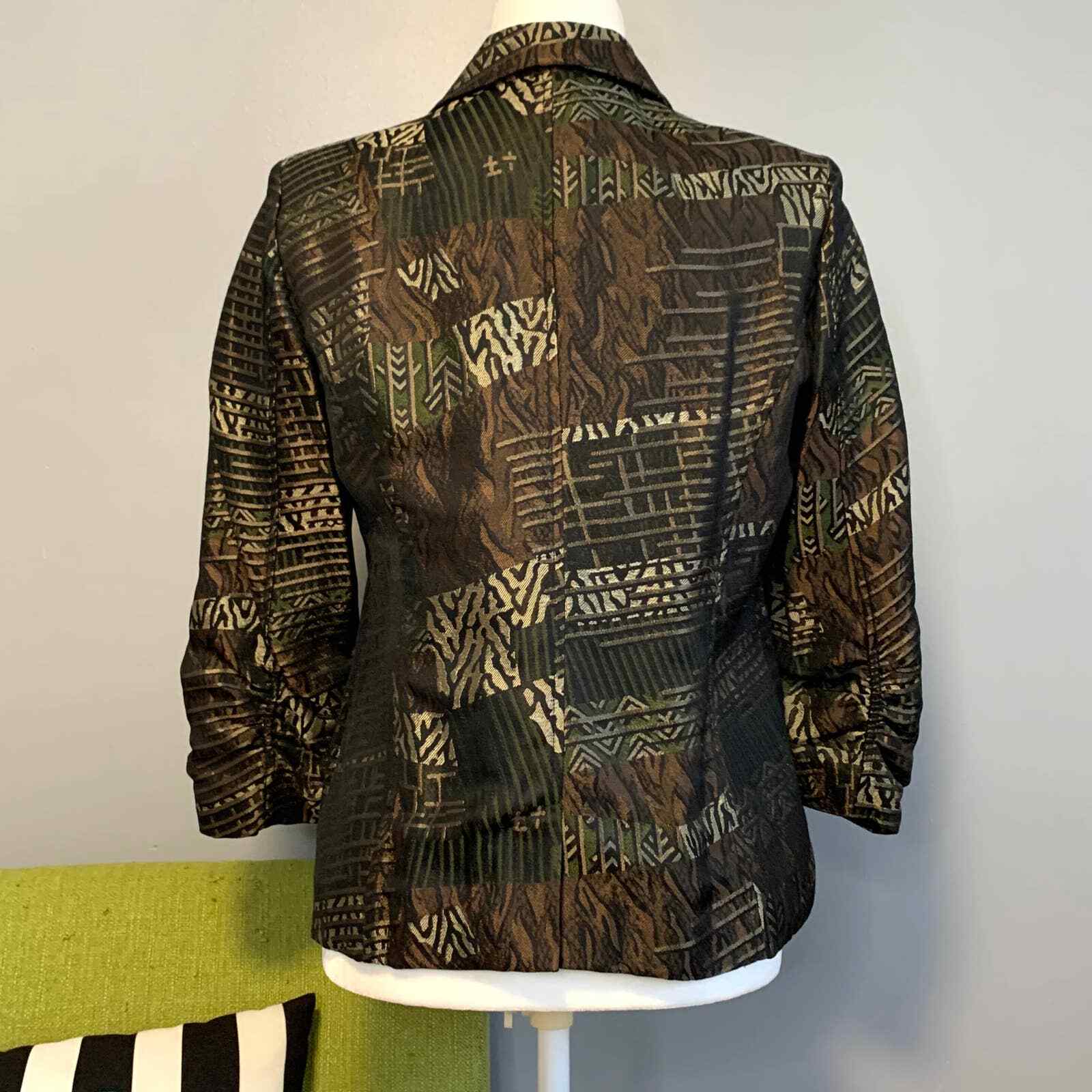 Chico's Brown Metallic Patterned Blazer Jacket 0 … - image 4