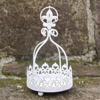 Teelichthalter Krone Kerzenhalter Metall Metallkrone Weiß Shabby Vintage 19 Cm