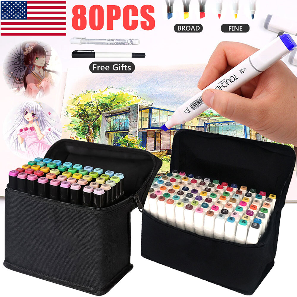 Ohuhu 80-Color Marker Set with 16 Exclusive Highlighters for Art and Sketching-image