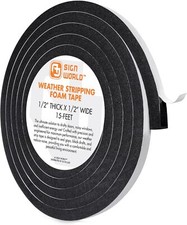 1/2in x 1/2in Weather Stripping Foam Insulation Tape, Doors, Windows, Sliding