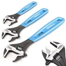 3-Piece Adjustable Wrench Set 10/8/6 Inch Cr-V Steel Wrench with Cushion Grip...