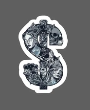 Money Sign Sticker Black & Gray Waterproof Cash Work Business Gift NEW