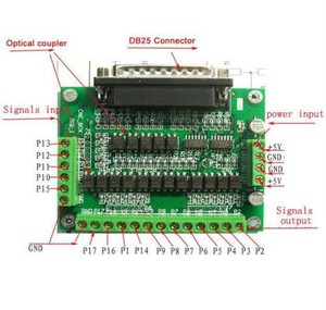 CNC 6 Axis DB25 Breakout Board Interface Adapter MACH3 KCAM4 EMC2 ...