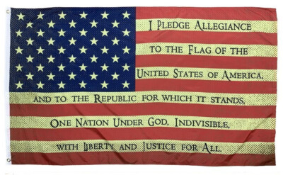 Vintage American Pledge of Allegiance 3x5 Flag 100D W/ GROMMETS