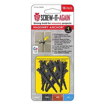 Screw It Again 1/4 in. Dia. x 2 in. L Polypropylene Hex Head Masonry Anchor 10
