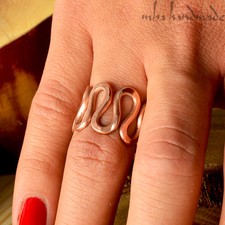 Zig Zag Ring - Hammered Pure Copper Wire Wrapped - Any Size - Artisan Jewelry