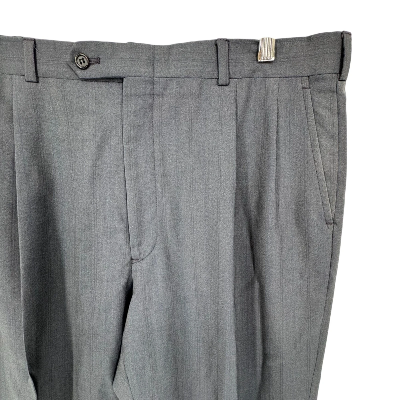Pantalone elegante uomo Burberrys gessato taglia 40x28 grigio plissettato lavoro carriera lusso