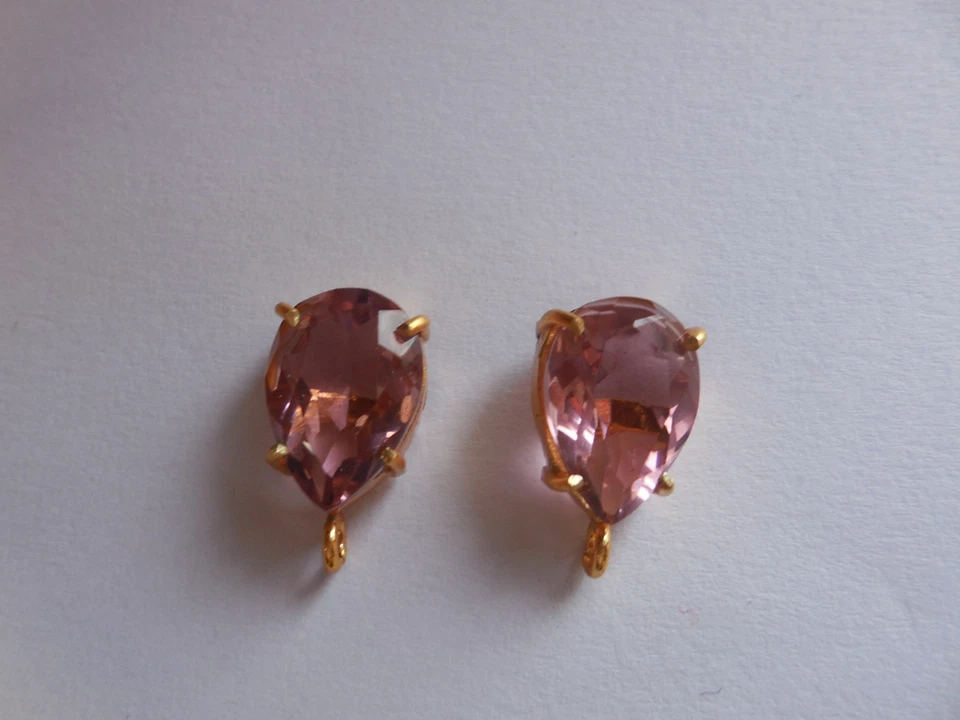 Hydro Purple Quartz Ear Post, Bezel Set, Gemstone Stud Connector, Jewelry Making - Image 2 of 4