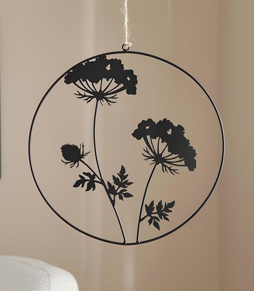 "Metall Deko HäNger \"Blumen\" Schwarz Ø 35 Cm Wand Bild, TüR Fenster Dekoration"-image