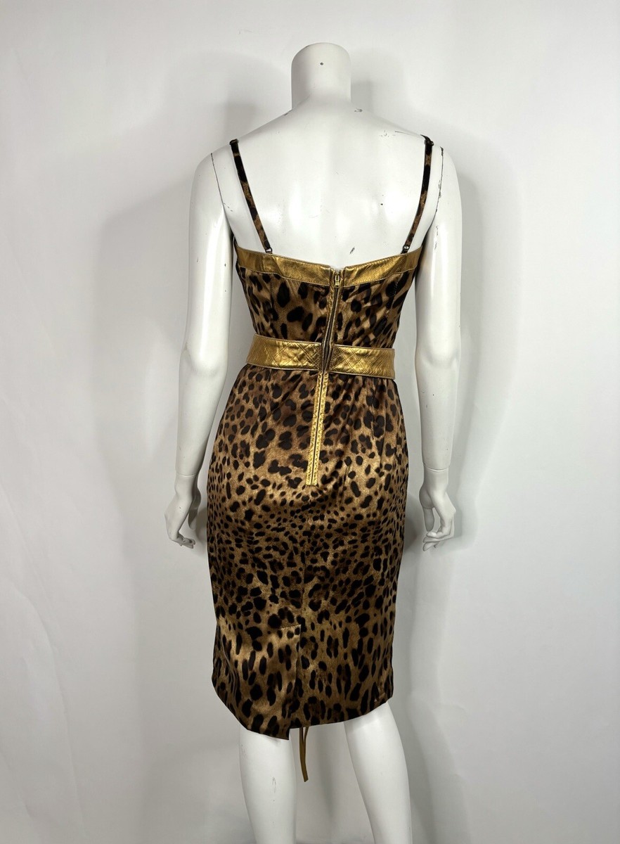 dolce gabbana green leopard dress D&G Spring 2004 Runway Leopard Print Dress – villa amour vintage