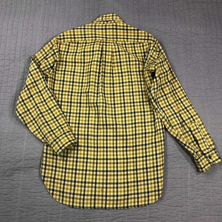 Camisa Pendleton Vintage Hombres Mediana Amarilla Cuadros Pura Lana Virgen Caminata Campamento Años 60 Foto 2 de 4