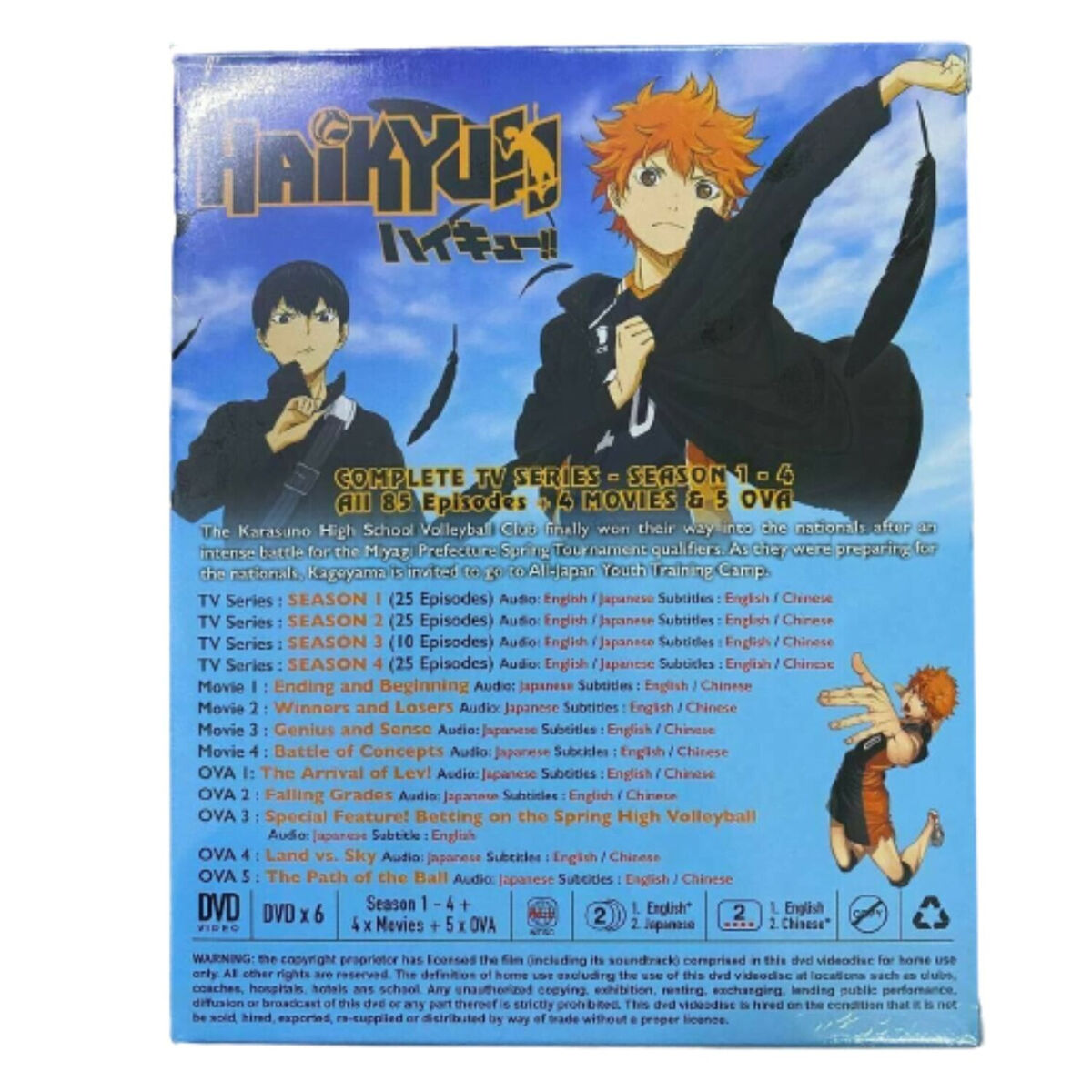 Dvd Haikyuu Anime Season 1-4 Dub Complete Box set + Movie 5 OVA English  Audio