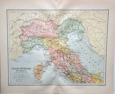 1885 MAPPA ANTICA E CLASSICA ITALIA NORD ITALIA CORSICA TUSCIA ROMA VENEZIA