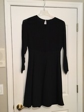 CAROLE LITTLE Black Dress. Lined. Sheer Sleeves. Size 8. NEW w/Flaw.