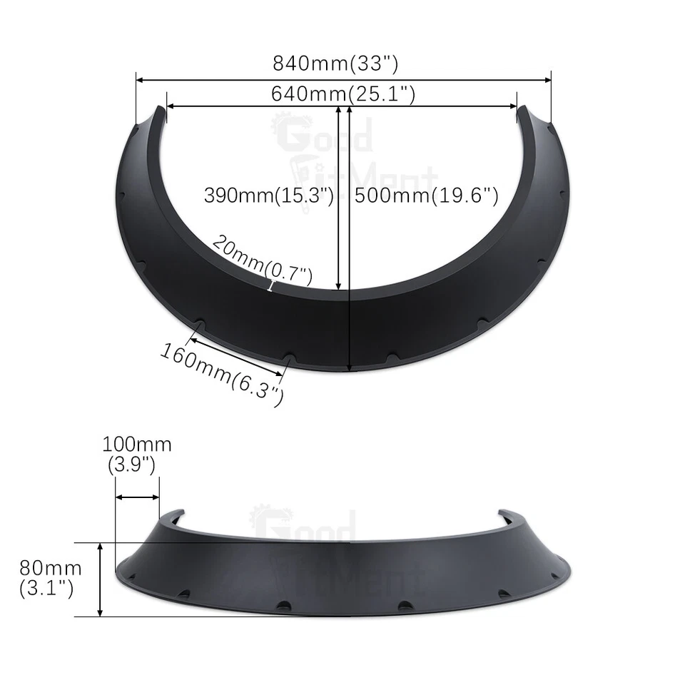 Arcos de rueda duraderos extra anchos para guardabarros flexibles carrocería ancha para Ford Edge Foto 4 de 4