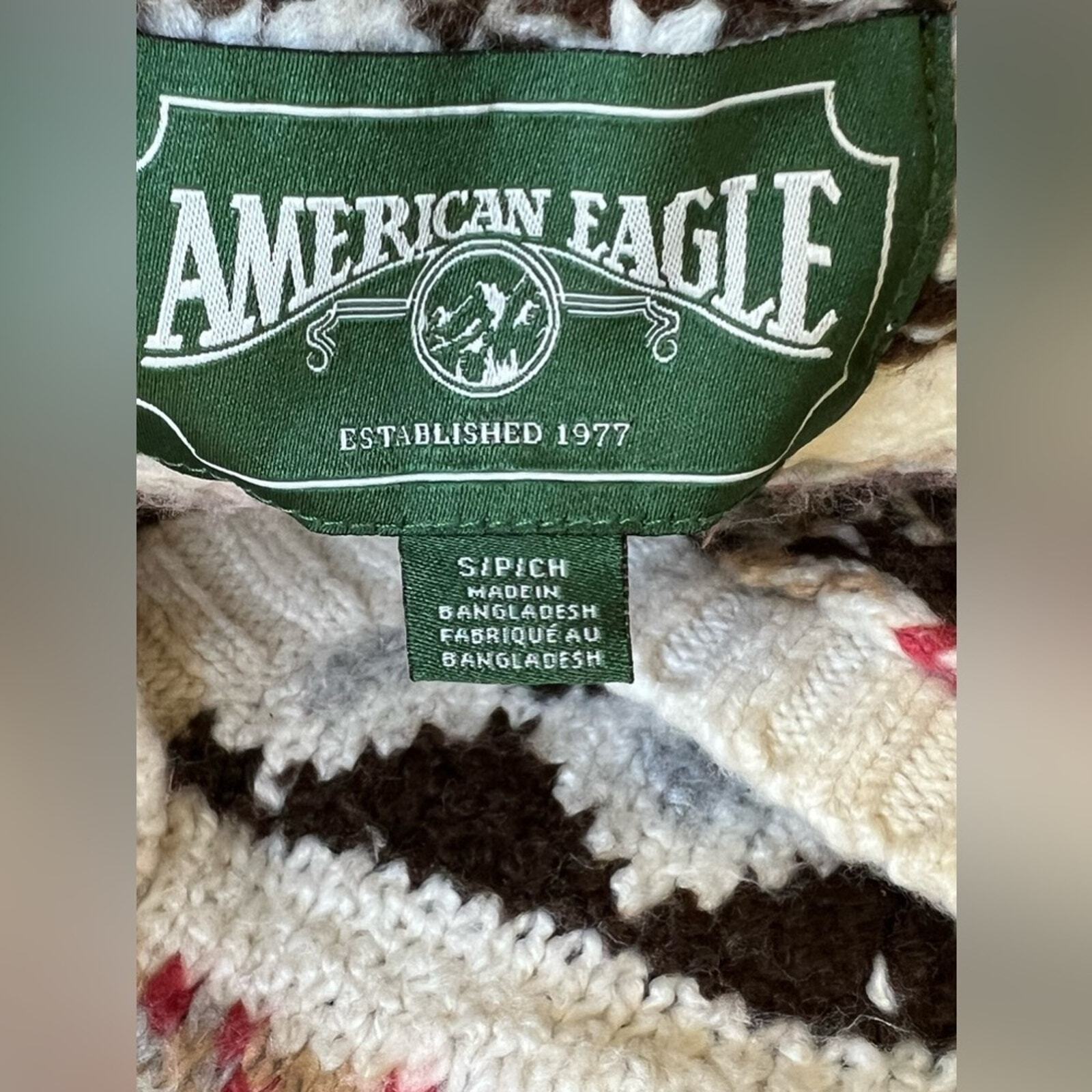 American Eagle Fair isle Pattern Button oversized… - image 10