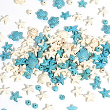 314Pcs Turquoise Sea Turtle Beads Starfish Bead Charms Synthetic Bluewhite Torto