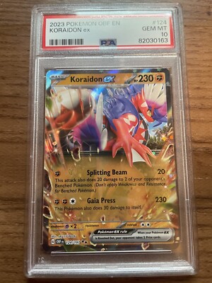 PSA 10 Gem Mint 2023 Pokemon Obsidian Flames Koraidon EX #124/197