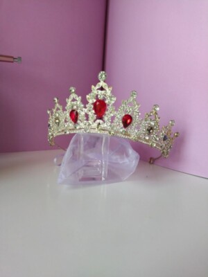 Barock Rubin Prinzessin Kristall Diadem Krone Haarband Hochzeit Geburtstag Accessoire