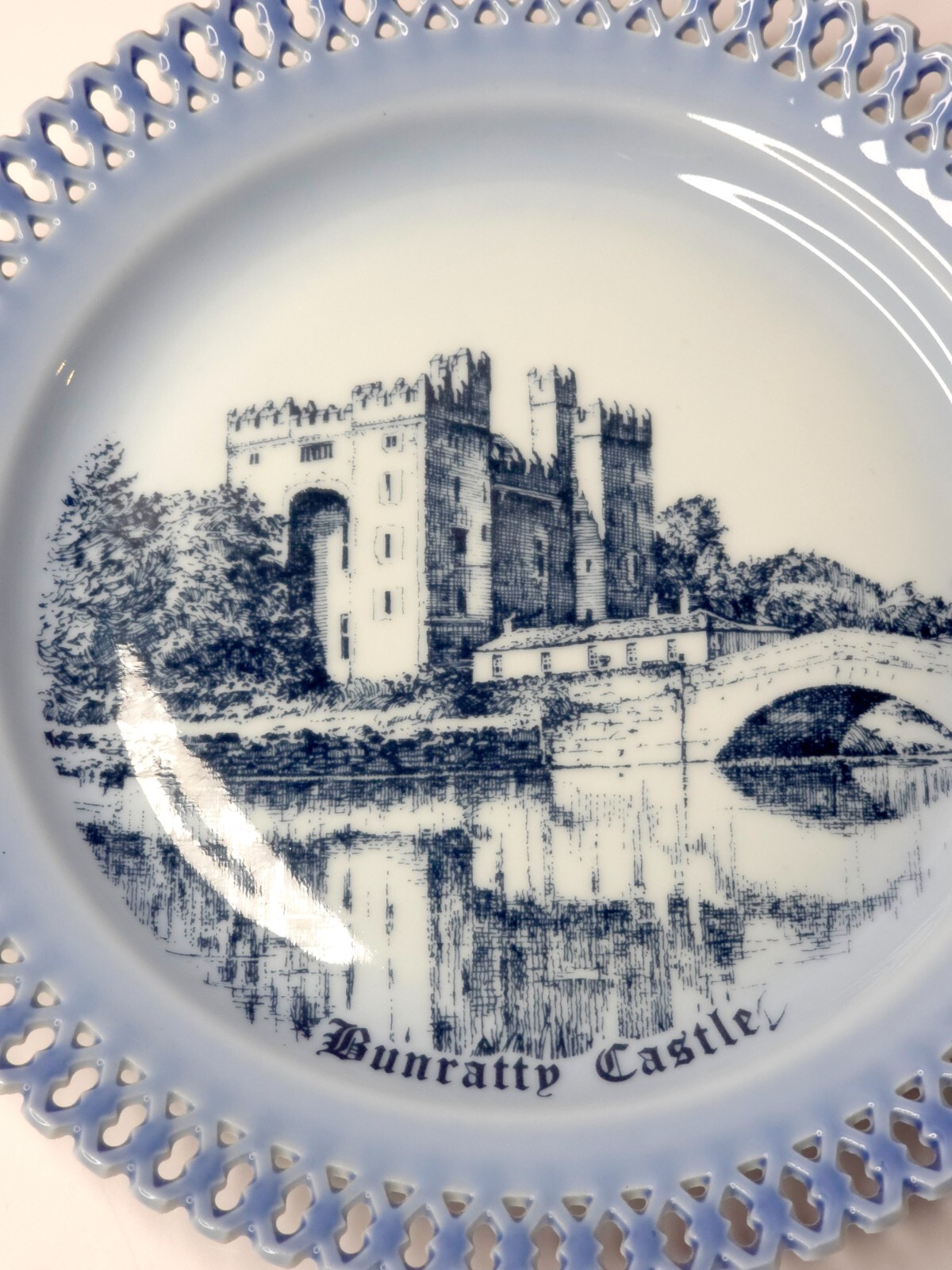 Vintage Bunratty Castle, Ireland Souvenir Plate B&G Porcelain Reticulated