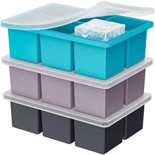 Large Ice Cube Tray for Whiskey: 2inch Big Silicone Trays for Whisky - 3Pack Old