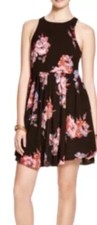 FREE PEOPLE Flutterby Swing Dress Tunic Floral Black Pink Boho Sleeveless 4