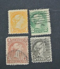4 TIMBRES CANADA 1870 1894 REINE VICTORIA 