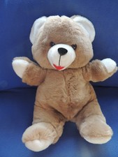Vintage Teddy Bear Superior Toy Novelty Plush Brown Red Ribbon Soft 19"