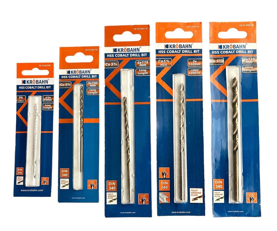 HSS Long Series Cobalt Drill Bit Choose 2mm 3mm 4mm 5mm or 6mm 5% Co