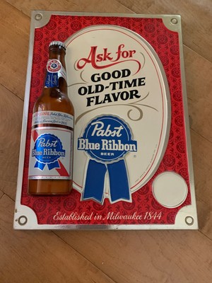 Vintage Pabst Blue Ribbon Beer Sign 3d Plastic Good Old Time Flavor Rare Ebay