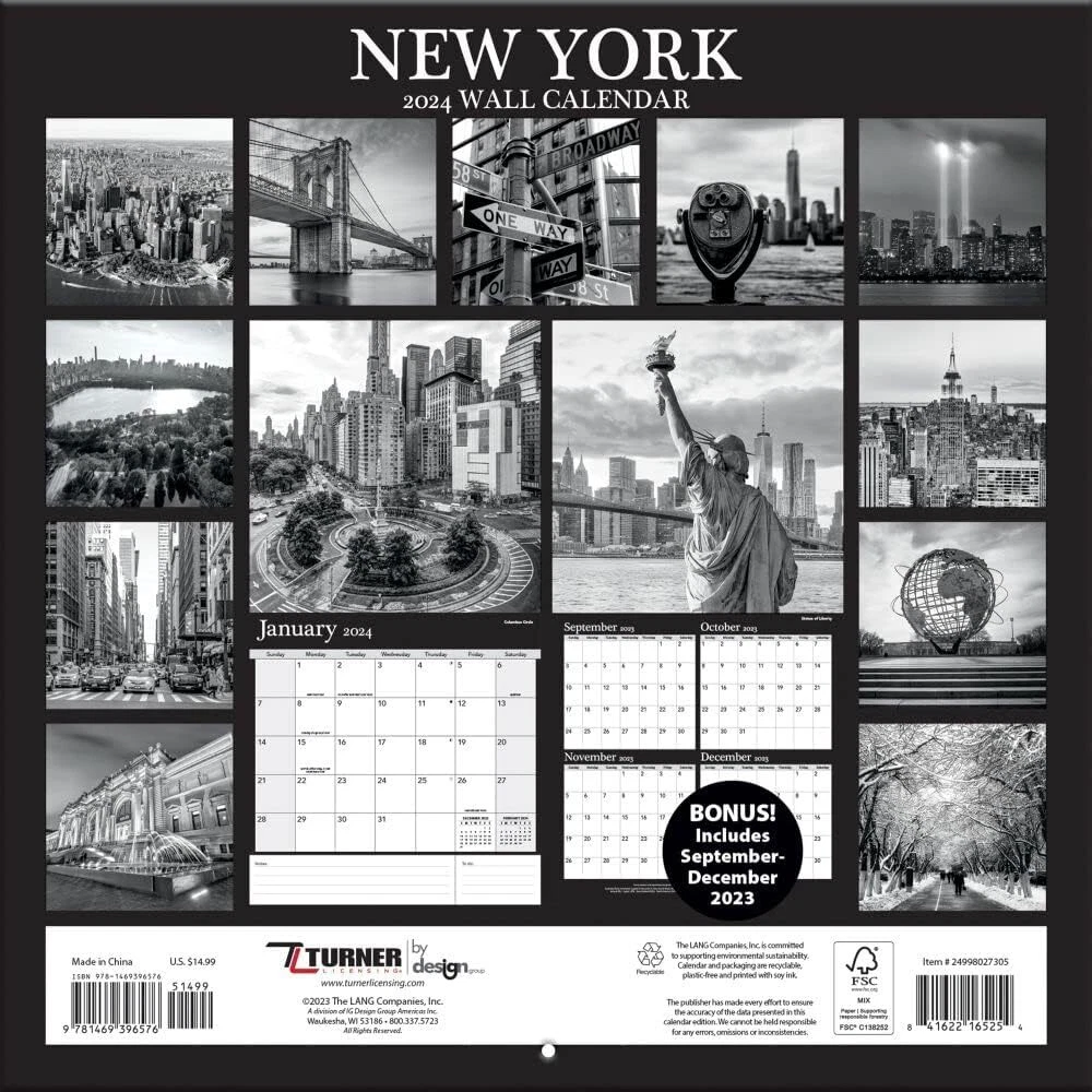 NEW YORK-2024 WALL CALENDAR-BRAND NEW-27305 | eBay