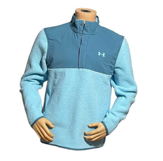 Пуловер для гольфа Under Armour Sherpa из флиса небесно-голубой 1366284-914 Мужской Sz большого размера NWT 9590₽