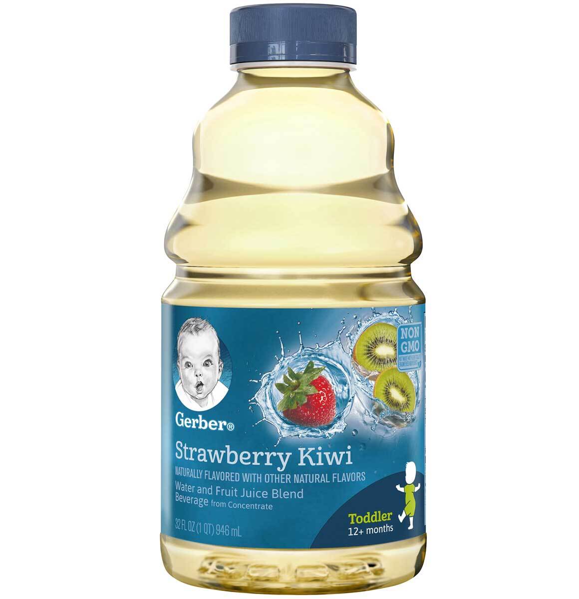 Gerber Strawberry Kiwi Water & Fruit Juice Blend Baby Beverage –32 Oz –Pack of 2
