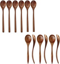 Wood Spoons set Soup Eco Friendly Japanese Tableware Natural Ellipse Wooden New