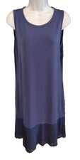 Michael Kors Jersey Knit Dress Woman's Size Medium Pleated Hem Navy Blue Garment