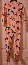 Child of Mine by Carter's Christmas Santa Pink Fleece Pajamas Deer,Trees 4T NWT