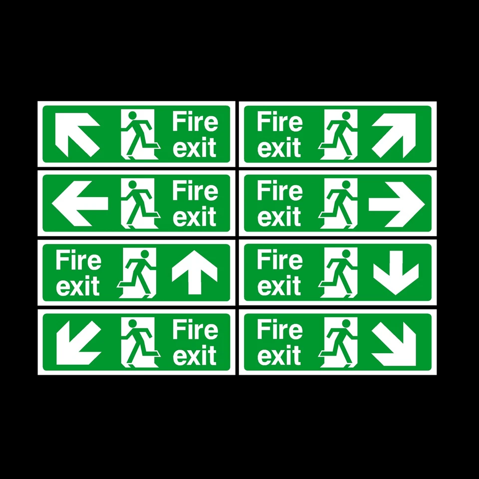 SAFETYSIGNS&STICKERS Fire Exit Sign, Sticker - All Sizes & Materials - Emergency, Escape, Fire Drill