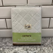 Carter's Kids Quilted Pads White 2-Pack Waterproof Keep-Me-Dry C32QP02 Nursery