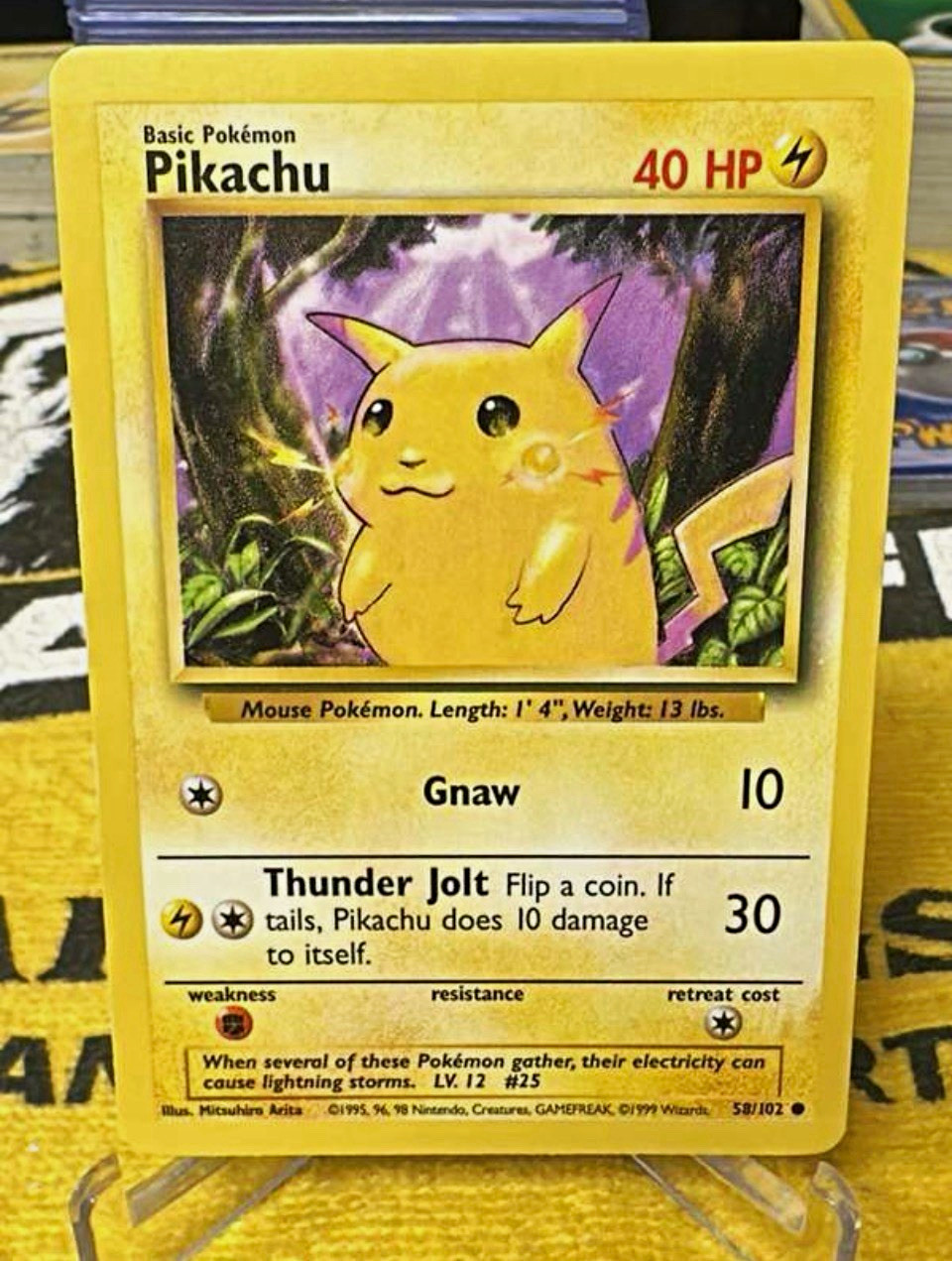 Pokemon TCG Base Set Pikachu 58/102 Common Regular Unlimited LP