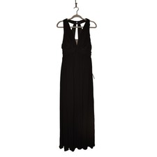 LULUS NEW $98 Black Sleeveless Pleated Front Maxi Dress V-Neck Large
