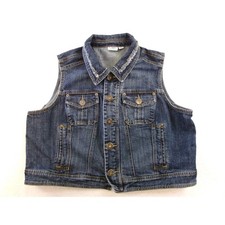 Cato Denim Vest Women 18/20W Dark Wash Frayed Collar Distressed 1777