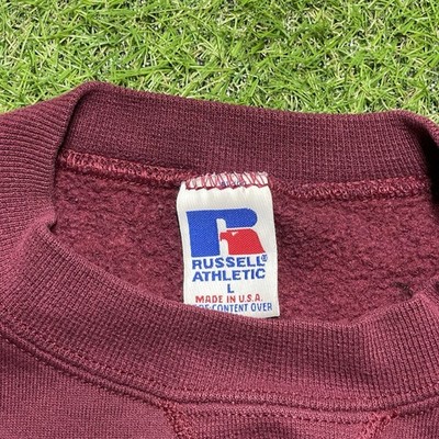 Vintage Russell Athletic Blank Burgundy Crewneck Sweatshirt Size