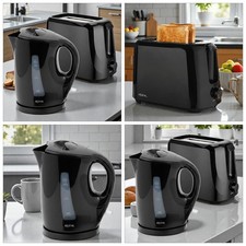 Black Kettle & Toaster Set Cordless Electric 1.7L Jug 2 Slice Variable Browning