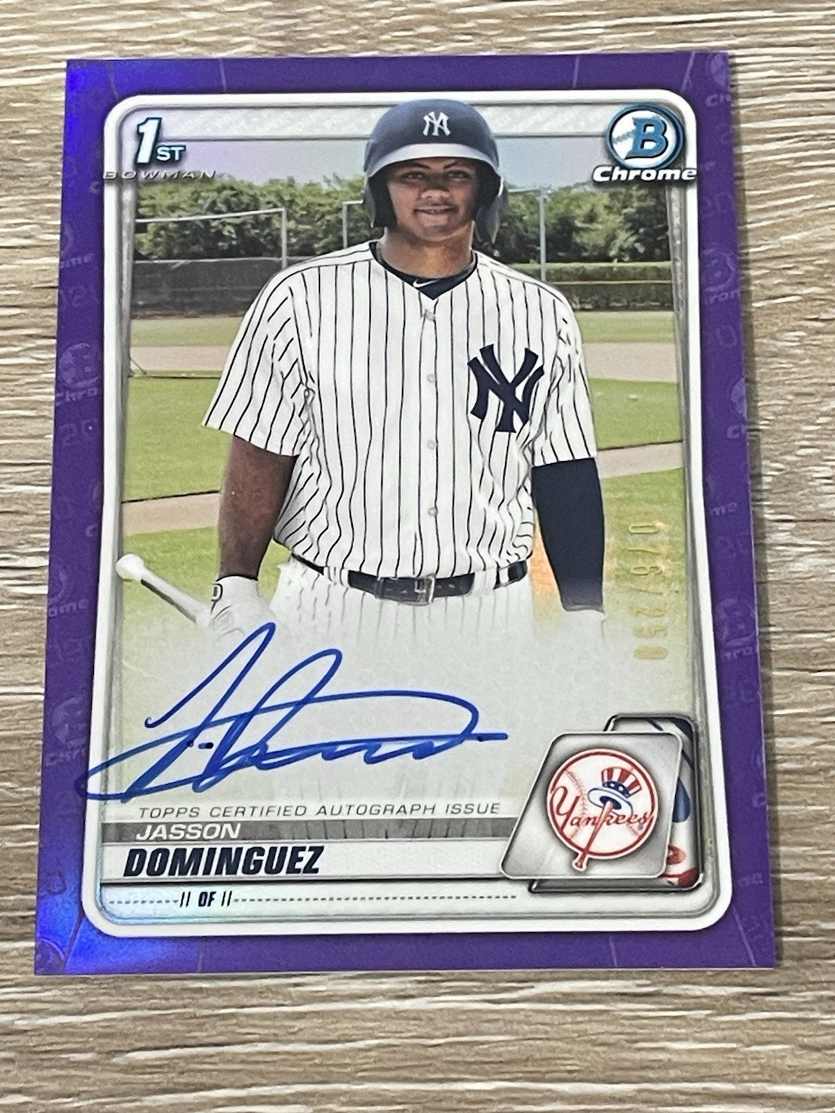 2020 Bowman Chrome Prospect Auto Purple Refractor /250 Jasson Dominguez #CPA-JDO